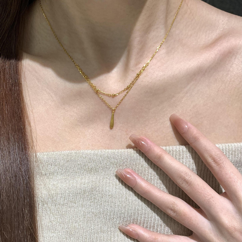 Rézből készült nyaklánc csepp alakú medállal, golyós lánccal, elektroplattolt, vintage dizájn