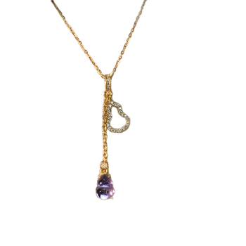 S925 ezüst tök alakú medálos nyaklánc, természetes ametiszt kristály, elektroplatálás, Crystal Head márka