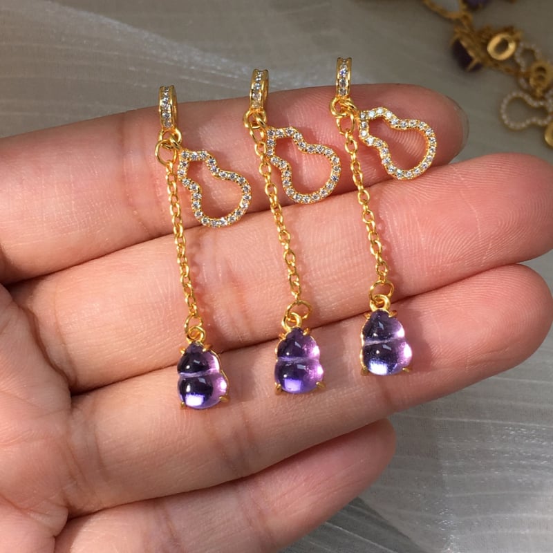 S925 ezüst tök alakú medálos nyaklánc, természetes ametiszt kristály, elektroplatálás, Crystal Head márka