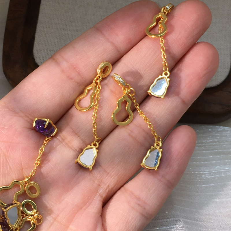 S925 ezüst tök alakú medálos nyaklánc, természetes ametiszt kristály, elektroplatálás, Crystal Head márka