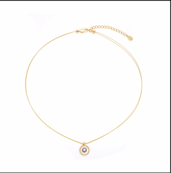 Geometriai formájú nyaklánc bronzmedállal, rézötvözet lánccal, elektroplakálás stílus