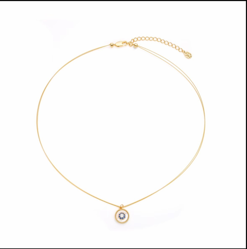 Geometriai formájú nyaklánc bronzmedállal, rézötvözet lánccal, elektroplakálás stílus