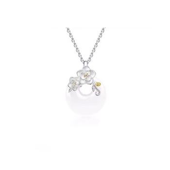 Holler 999 ezüst chalcedon camellia medálos nyaklánc, kézzel készített keresztlánccal, uniszex