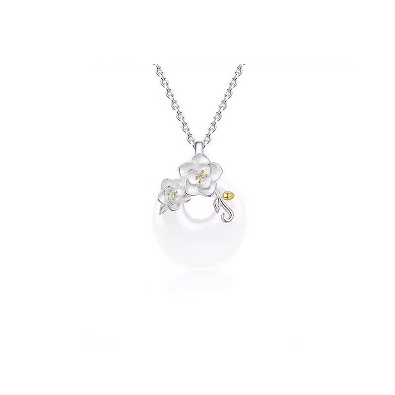 Holler 999 ezüst chalcedon camellia medálos nyaklánc, kézzel készített keresztlánccal, uniszex