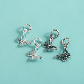 Μενταγιόν πεταλούδας από 925 ασήμι για DIY βραχιόλι – απλή ασημένια επιφάνεια με κρύσταλλα και μαργαριάρια