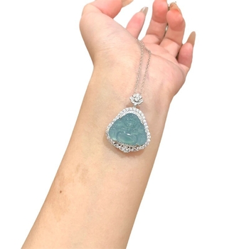 Maitreya Buddha mosolygó medálos nyaklánc nőknek – réz, elektroplating bevonat, keresztlánc, geometriai stílus