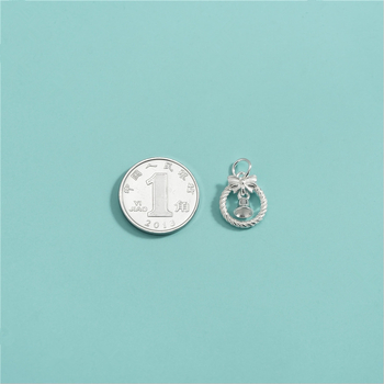 Μεταλλικό κρεμαστό φιόγγος-καμπάνα από ασήμι S925, για DIY βραχιόλι/κολιέ, Ταϊλανδικό ασήμι με γυαλιστερή υφή, Χειμερινή έκδοση 2024