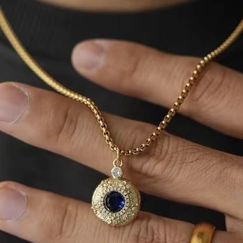 Ogrlica: zlatno okrugli privjesak, 925 srebro, twist lanac, unisex, minimalistički stil
