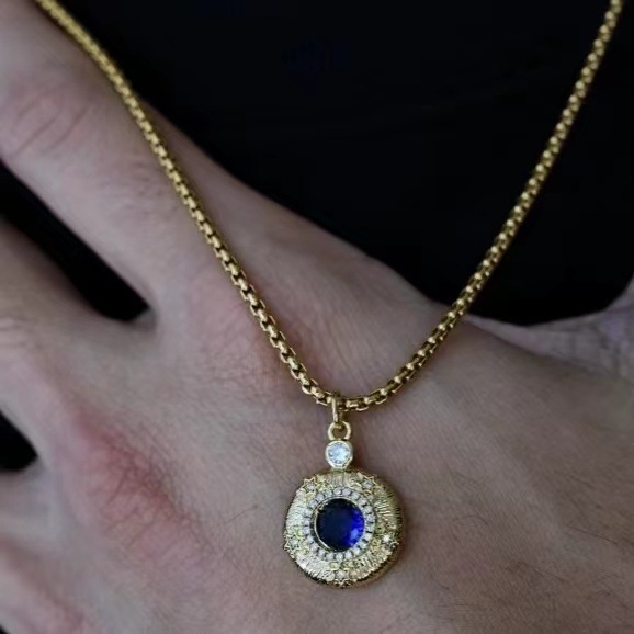 Ogrlica: zlatno okrugli privjesak, 925 srebro, twist lanac, unisex, minimalistički stil