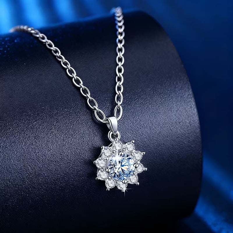 Κολιέ με ηλιοτρόπιο, ασημένιο επίχρισμα με ηλεκτροπλατίωση, TXL241, φλοράλ στυλ γραφείου