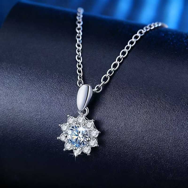 Κολιέ με ηλιοτρόπιο, ασημένιο επίχρισμα με ηλεκτροπλατίωση, TXL241, φλοράλ στυλ γραφείου