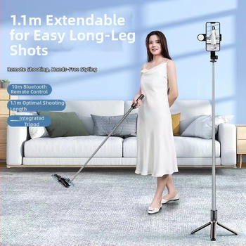 Kinyújtható selfie pálca tripod okostelefonokhoz, rozsdamentes acélból, univerzális kompatibilitás élő közvetítéshez