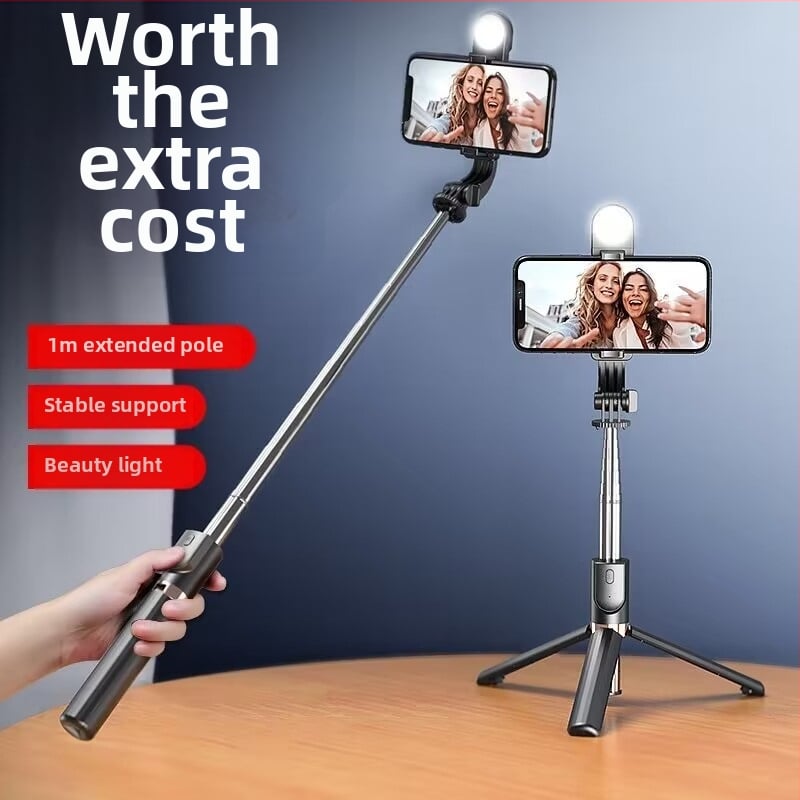 Kinyújtható selfie pálca tripod okostelefonokhoz, rozsdamentes acélból, univerzális kompatibilitás élő közvetítéshez