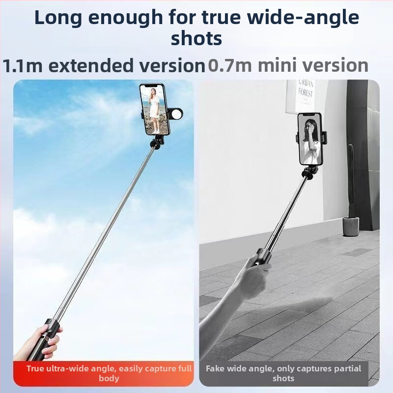 Pikenduv selfie-stiik mobiiltelefonide jaoks, kolmeteljaline statiivi, roostevabast terasest, universaalne ühilduvus live-ülekande jaoks