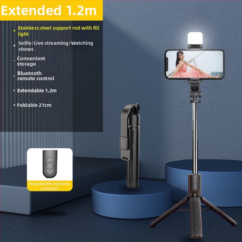 Kinyújtható selfie pálca tripod okostelefonokhoz, rozsdamentes acélból, univerzális kompatibilitás élő közvetítéshez