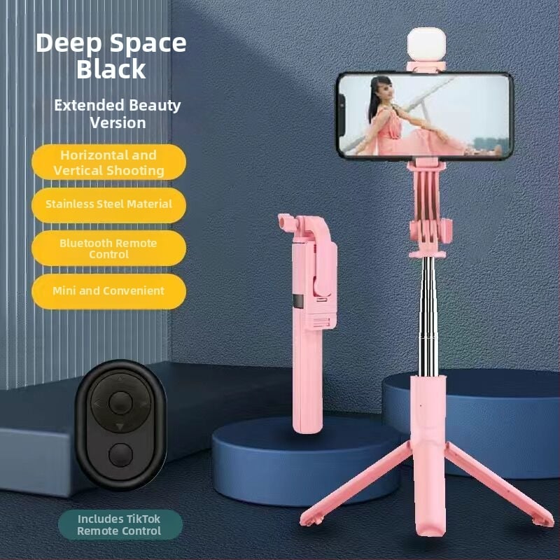 Kinyújtható selfie pálca tripod okostelefonokhoz, rozsdamentes acélból, univerzális kompatibilitás élő közvetítéshez