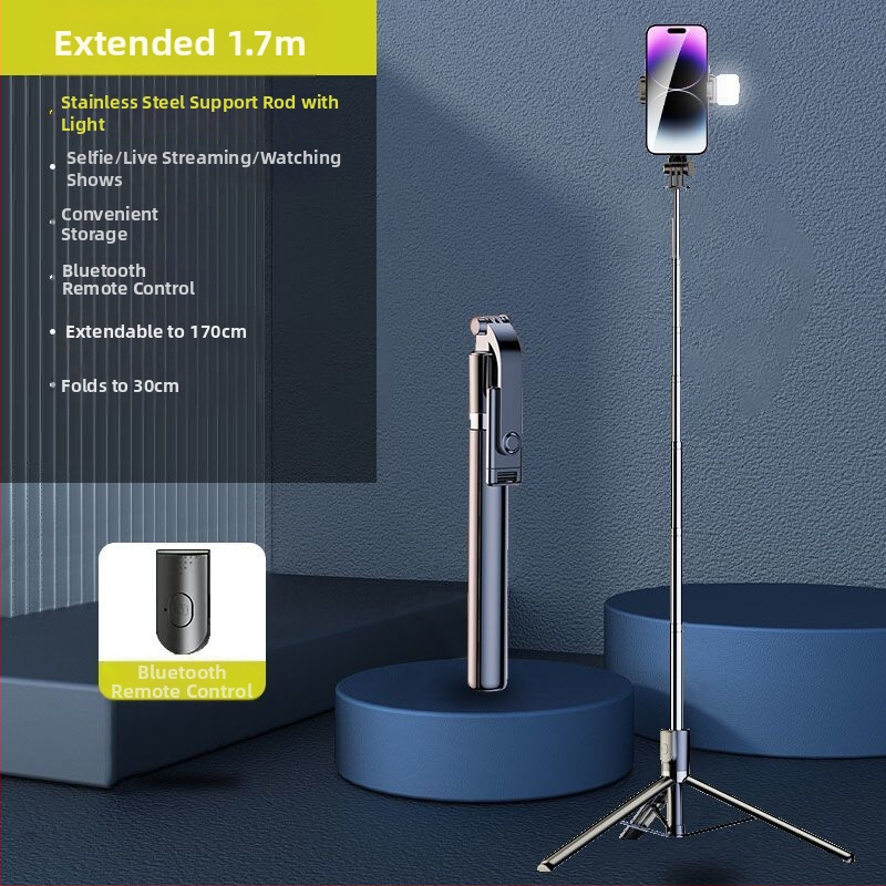 Kinyújtható selfie pálca tripod okostelefonokhoz, rozsdamentes acélból, univerzális kompatibilitás élő közvetítéshez