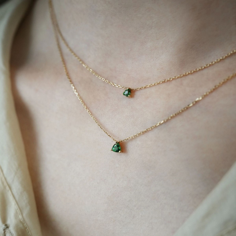 Mini trokutasti privjesak za lanac, srebro 925, 18k pozlata, cirkon kamen