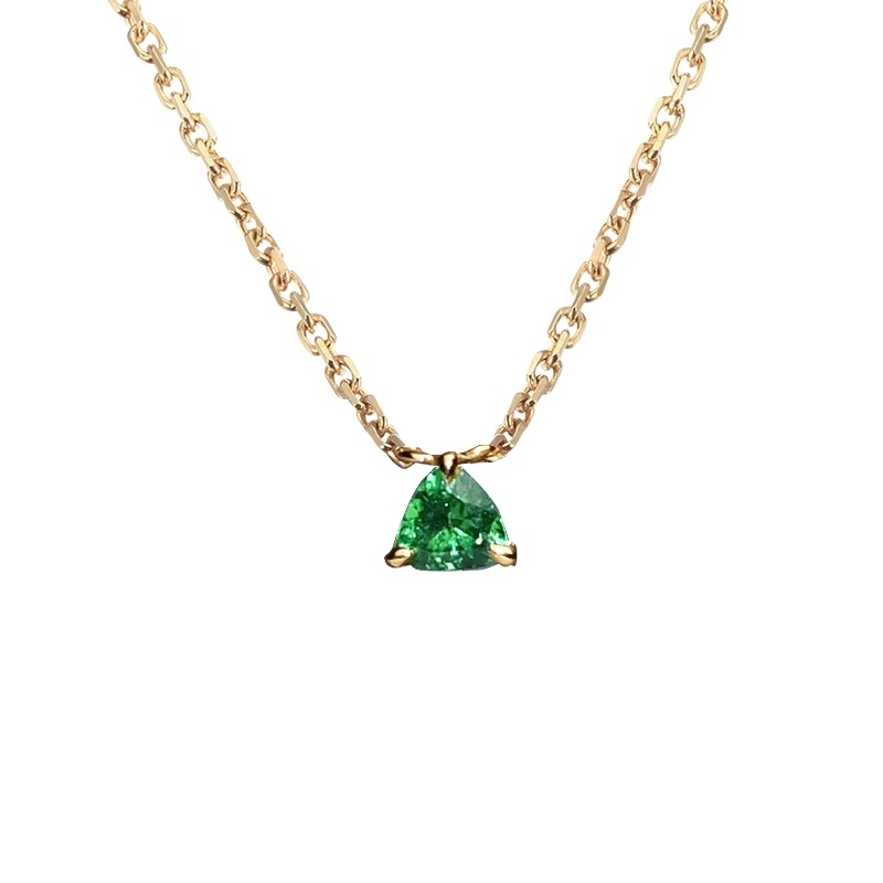 Mini trokutasti privjesak za lanac, srebro 925, 18k pozlata, cirkon kamen