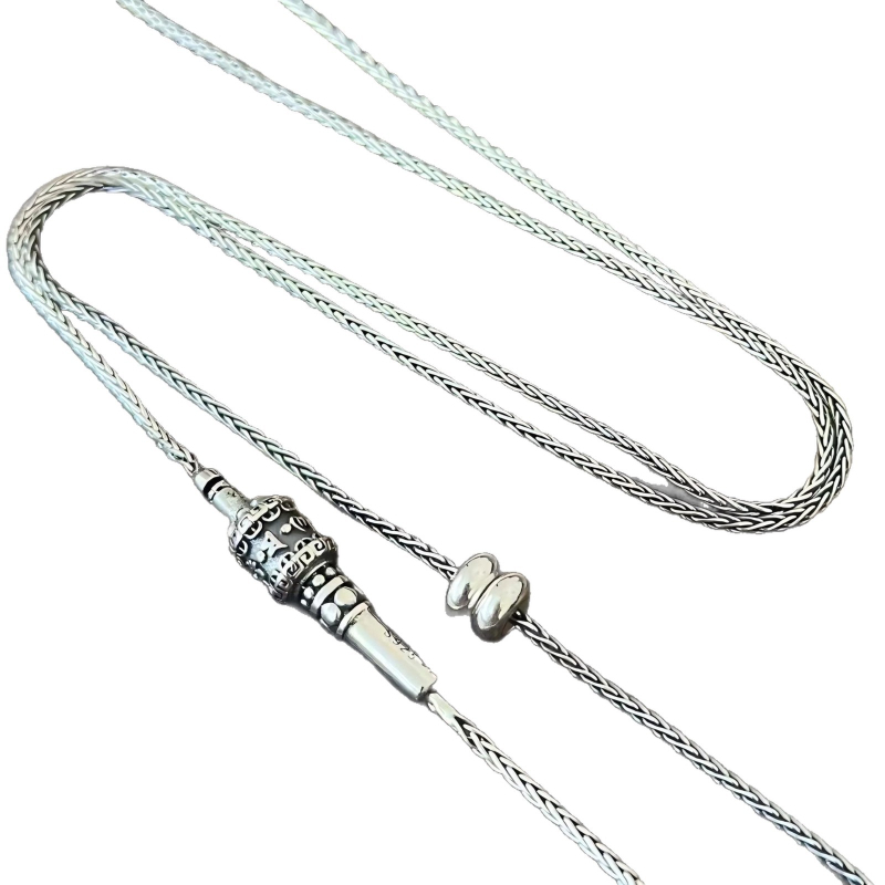 Ogrlica s šesteroznamenom mantrom, S925 srebro, lanac u stilu Chopard, duljina 71–80 cm, novi kineski stil
