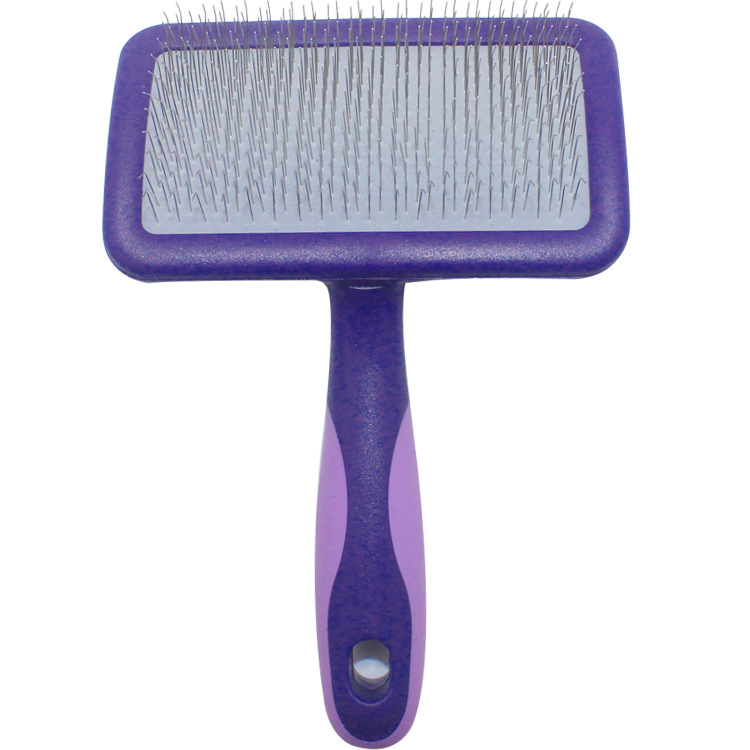 Deshedding tűs fésű kutyáknak és macskáknak, görbült felülettel, rozsdamentes acél tűk, műanyag fogantyú