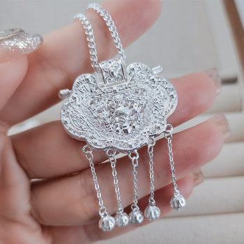 Ogrlica od Sterling srebra s privjeskom Zmaj i Feniks, bočna lanac, 16 g, Novi kineski stil