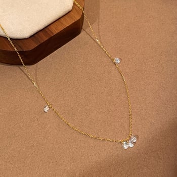 S925 sterling srebro, pozlata 18K, ogrlica s okruglim cirkonijem i resicama, za žene, svestran korejski stil, elegantno, minimalistično, visokokvalitetna lanac za klavikulu