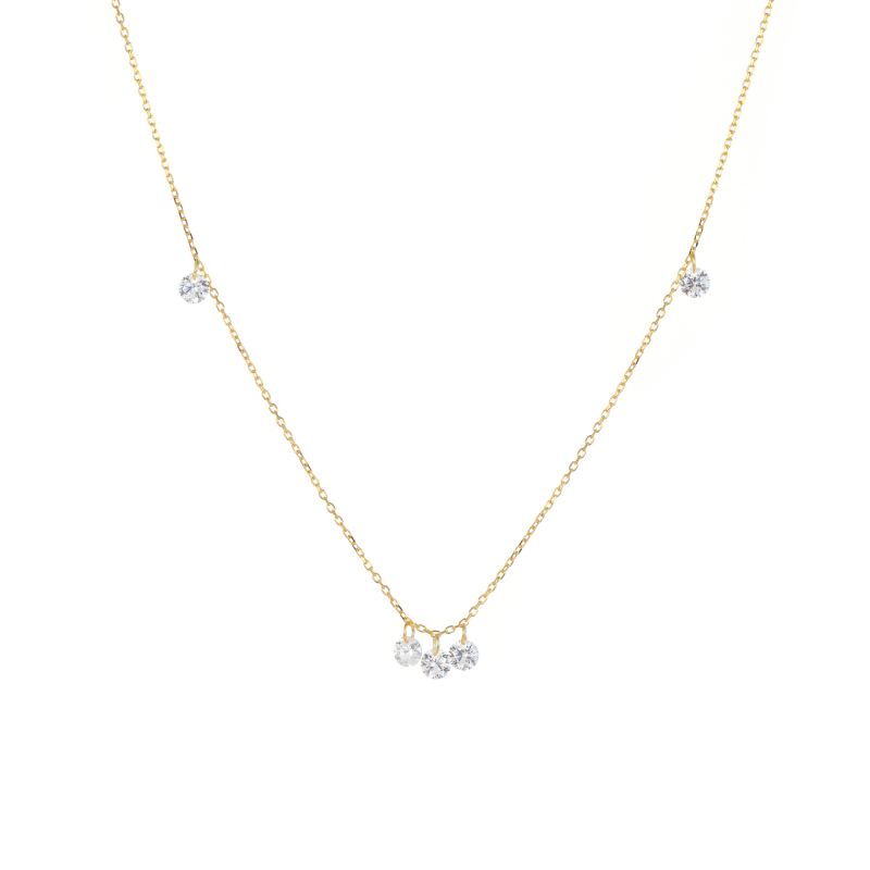 S925 sterling srebro, pozlata 18K, ogrlica s okruglim cirkonijem i resicama, za žene, svestran korejski stil, elegantno, minimalistično, visokokvalitetna lanac za klavikulu