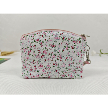 Portofel pentru monede și husă pentru chei, cu fermoar dublu, din bumbac dantelat, model floral, primăvară, respirabil, ultra-ușor, pentru depozitare