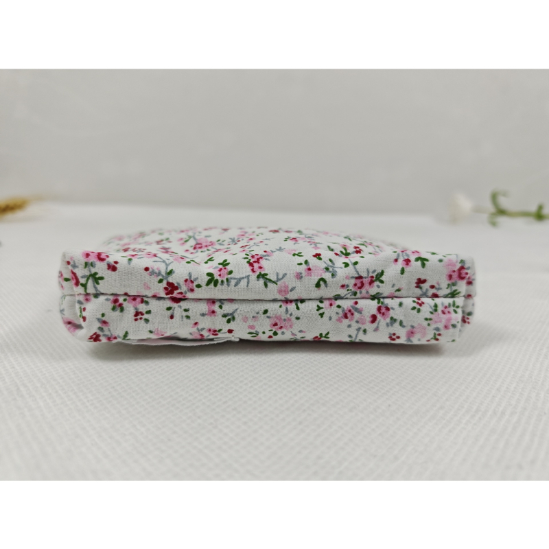 Portofel pentru monede și husă pentru chei, cu fermoar dublu, din bumbac dantelat, model floral, primăvară, respirabil, ultra-ușor, pentru depozitare