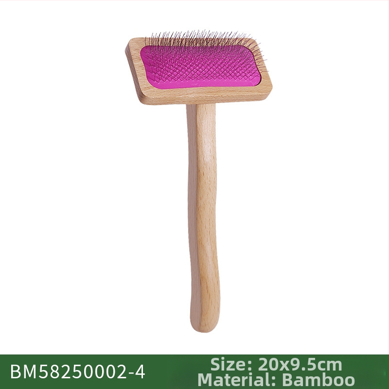 Χτένα περιποίησης σκύλων, διπλής όψης από διχρωμο μπαμπού με ατσάλινα δόντια, για καθαρισμό και μασάζ - Μάρκα: Mulu home furnishing