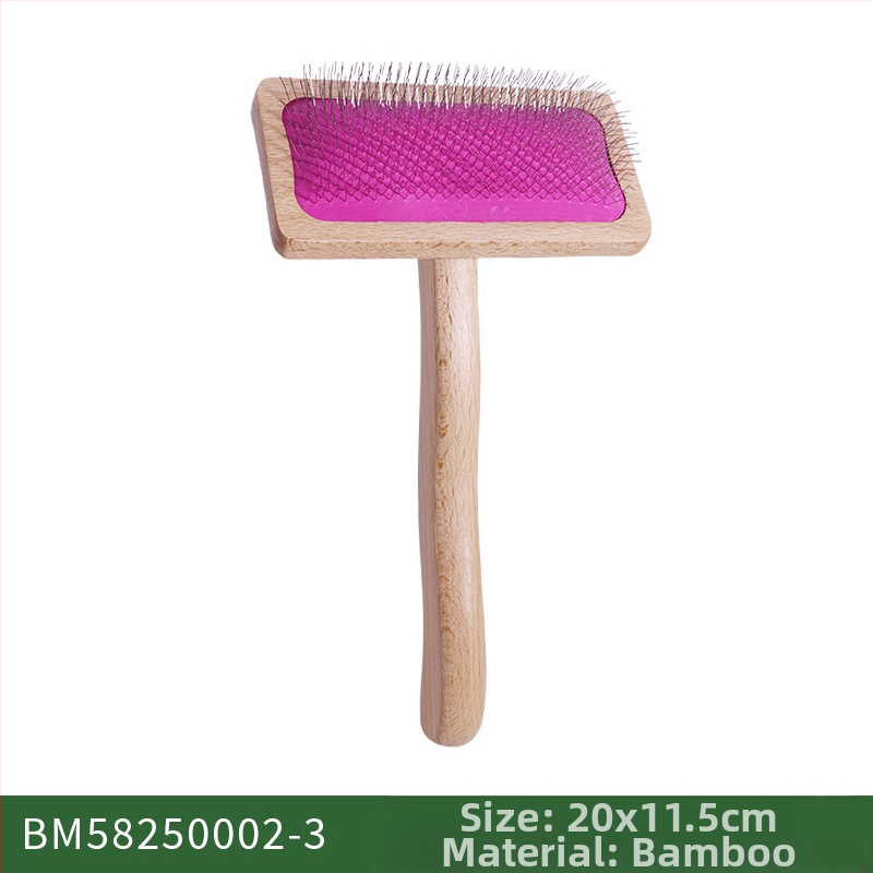 Χτένα περιποίησης σκύλων, διπλής όψης από διχρωμο μπαμπού με ατσάλινα δόντια, για καθαρισμό και μασάζ - Μάρκα: Mulu home furnishing