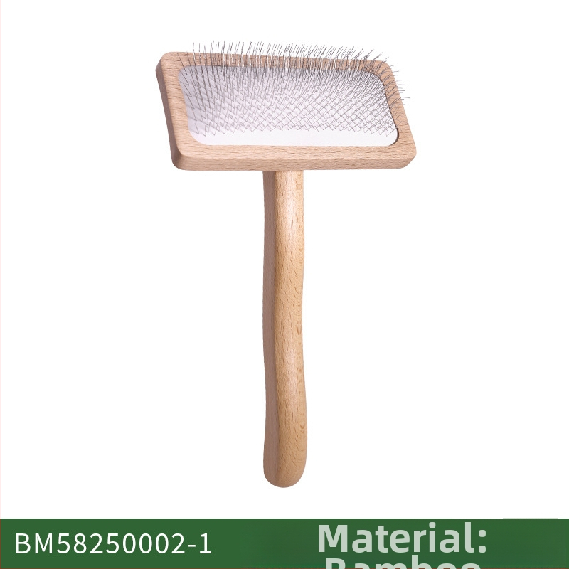 Χτένα περιποίησης σκύλων, διπλής όψης από διχρωμο μπαμπού με ατσάλινα δόντια, για καθαρισμό και μασάζ - Μάρκα: Mulu home furnishing