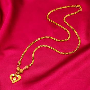 Nyaklánc üreges szív medállal, sárgaréz, elektroplating, O-lánc, nőknek, eredeti dizájn