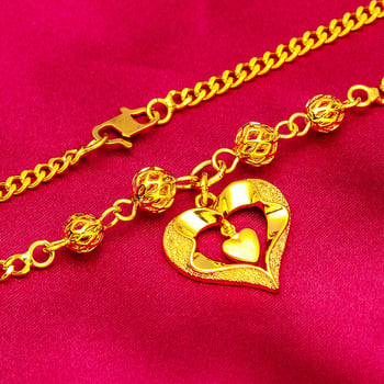 Nyaklánc üreges szív medállal, sárgaréz, elektroplating, O-lánc, nőknek, eredeti dizájn