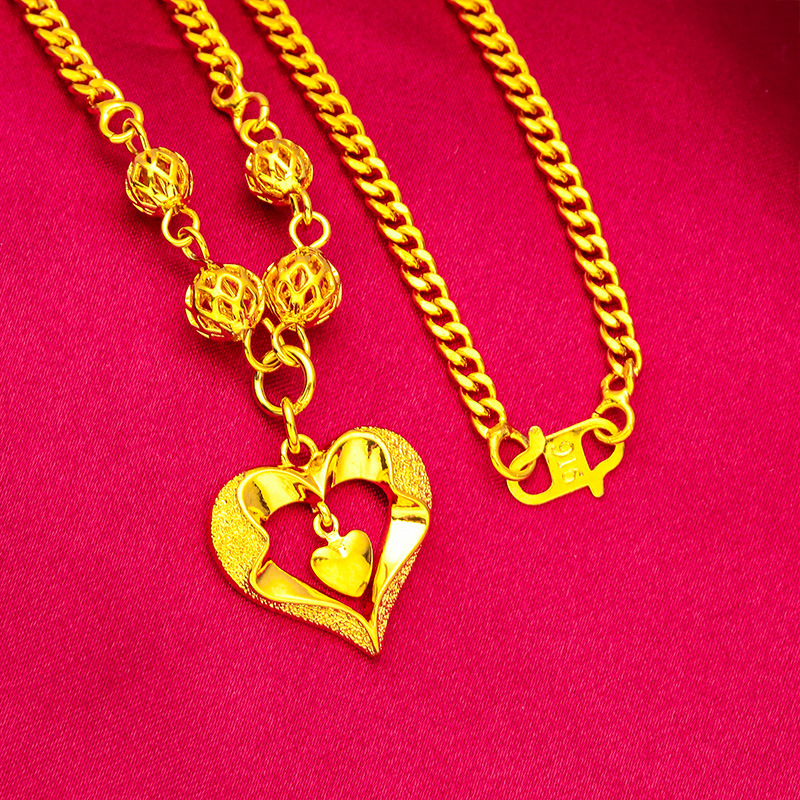 Nyaklánc üreges szív medállal, sárgaréz, elektroplating, O-lánc, nőknek, eredeti dizájn