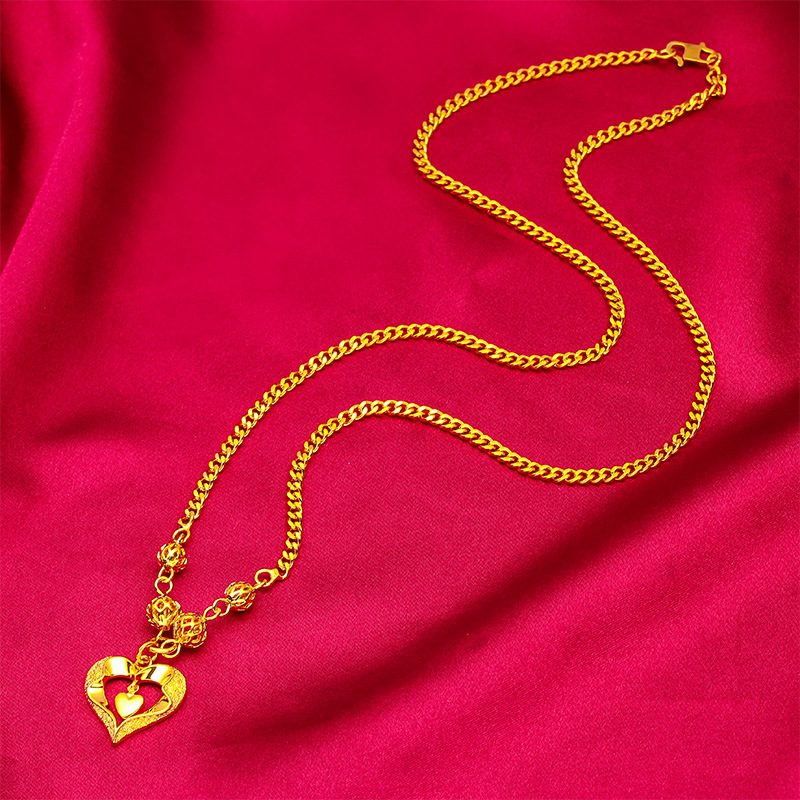 Nyaklánc üreges szív medállal, sárgaréz, elektroplating, O-lánc, nőknek, eredeti dizájn