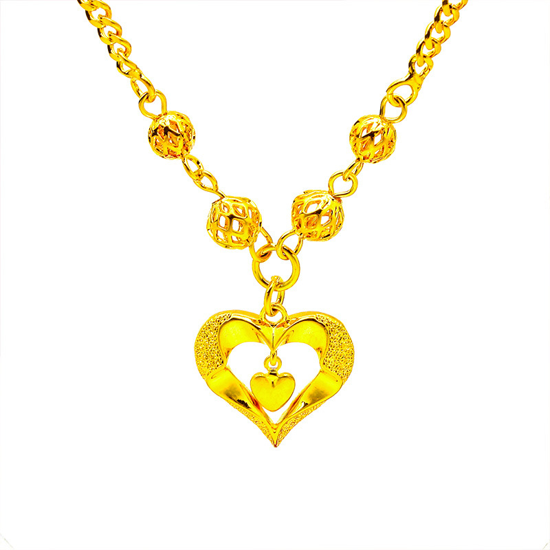 Nyaklánc üreges szív medállal, sárgaréz, elektroplating, O-lánc, nőknek, eredeti dizájn