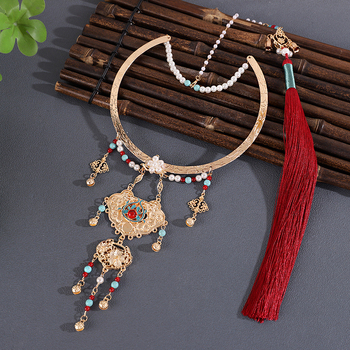 Колие с яка от сплав, геометричен дизайн, етно стил, верига с топчета, Есен 2025 издание