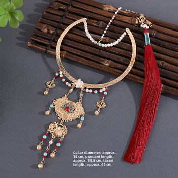 Колие с яка от сплав, геометричен дизайн, етно стил, верига с топчета, Есен 2025 издание