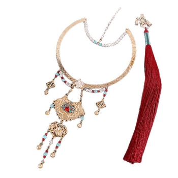 Колие с яка от сплав, геометричен дизайн, етно стил, верига с топчета, Есен 2025 издание