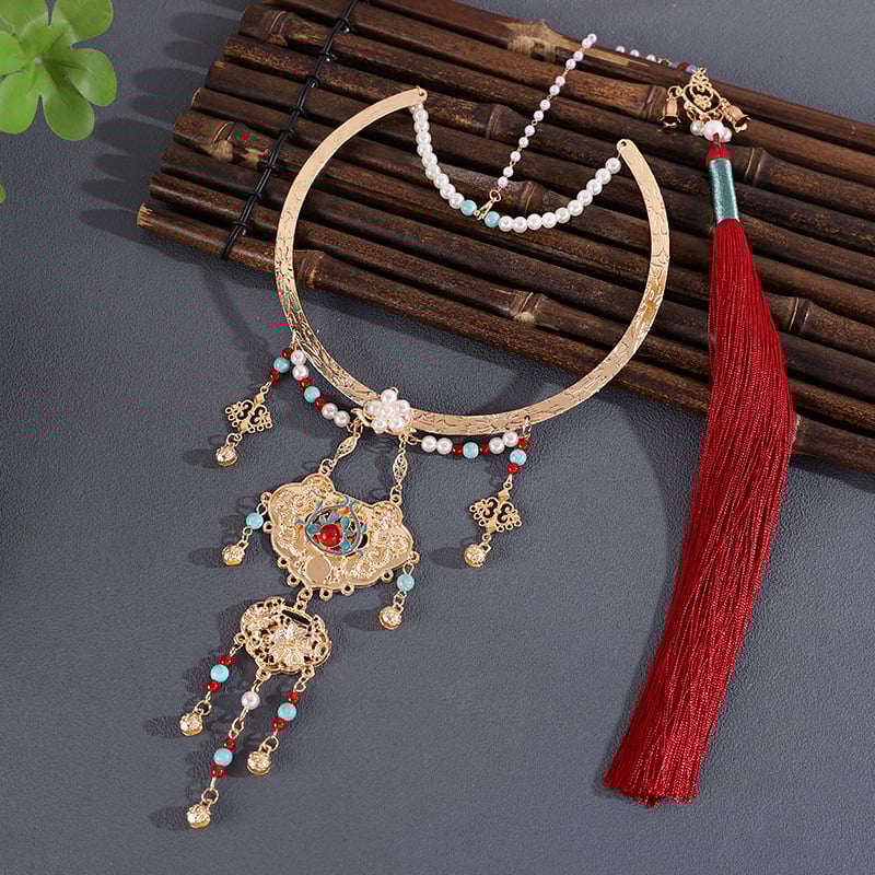 Колие с яка от сплав, геометричен дизайн, етно стил, верига с топчета, Есен 2025 издание