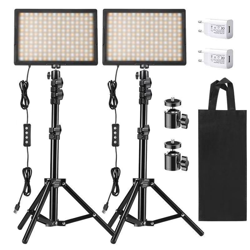 Επαγγελματικό LED φως φωτογράφισης για ζωντανές μεταδόσεις - 15W, διπλή θερμοκρασία χρώματος, ρυθμιζόμενη φωτεινότητα, τροφοδοσία USB 5V/3A