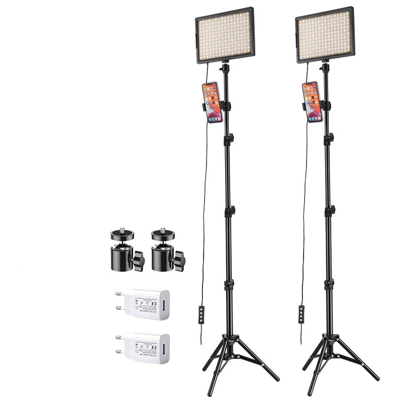 Επαγγελματικό LED φως φωτογράφισης για ζωντανές μεταδόσεις - 15W, διπλή θερμοκρασία χρώματος, ρυθμιζόμενη φωτεινότητα, τροφοδοσία USB 5V/3A