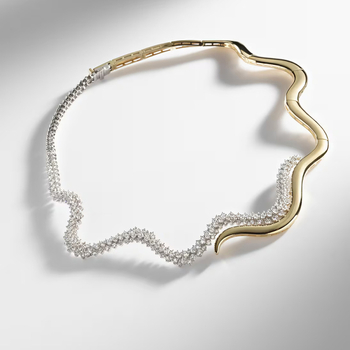 Choker ogrlica - Rhinestone, Valovit oblik, Lanac valova