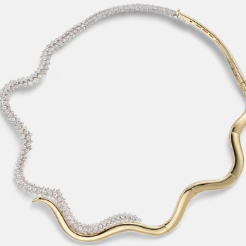 Choker ogrlica - Rhinestone, Valovit oblik, Lanac valova