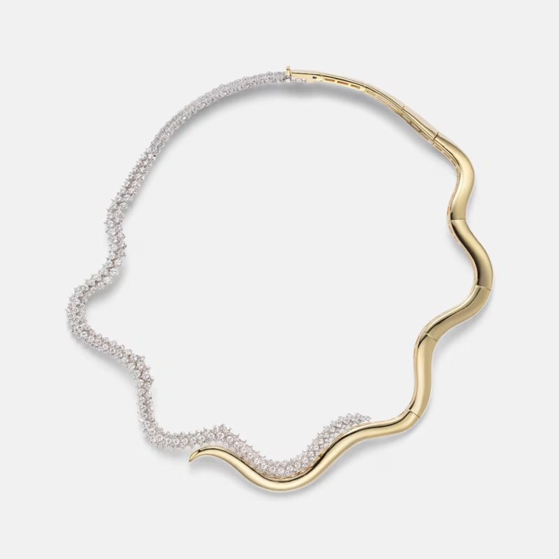 Choker ogrlica - Rhinestone, Valovit oblik, Lanac valova