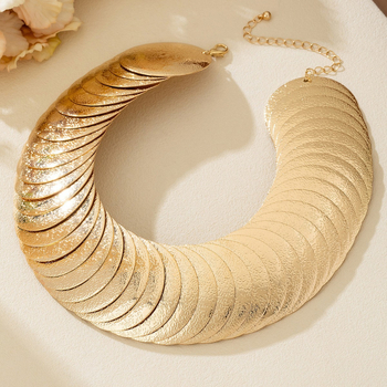 Γεωμετρικό μεταλλικό κολιέ – εθνοτικό στυλ, καλλιτεχνικό βιντάζ – κωδικός F606