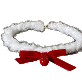 Plüss chokernyaklánc, kézzel készített, masni alakú, medál ötvözet, O-típusú lánc