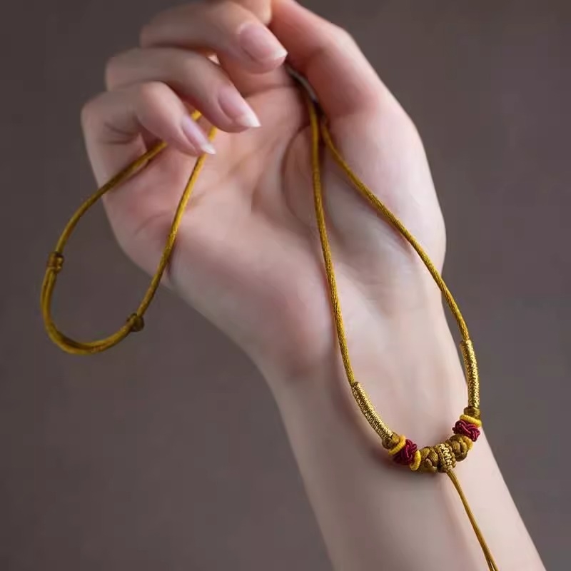 Zsinórból készült nyaklánc, kézzel készített, U-alakú, O-alakú lánccal, uniszex